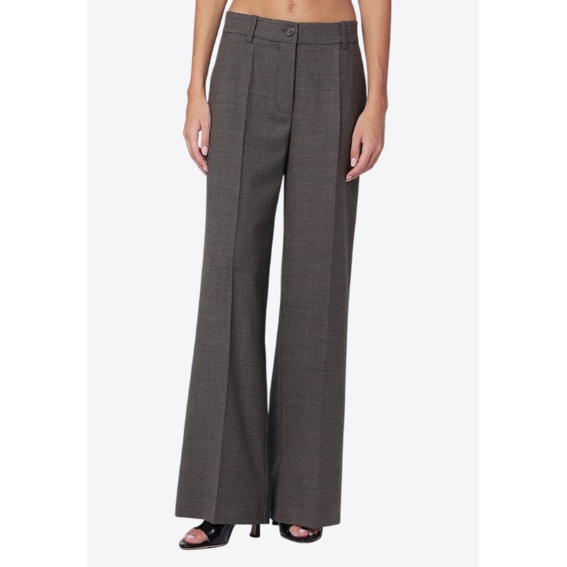 Wide-Leg Wool-Blend Tailored Pants