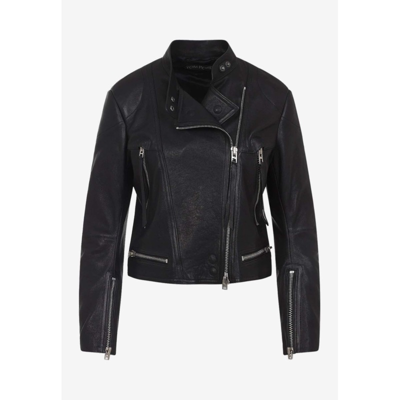 Zip-Up Leather Racer Jacket