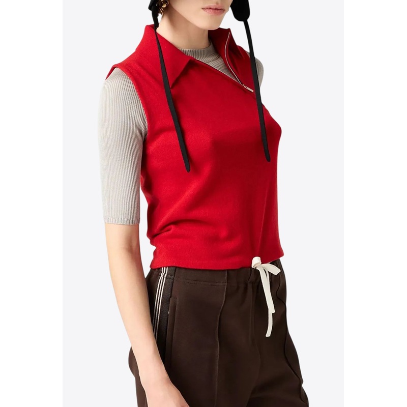 Cashmere Sleeveless Polo T-shirt