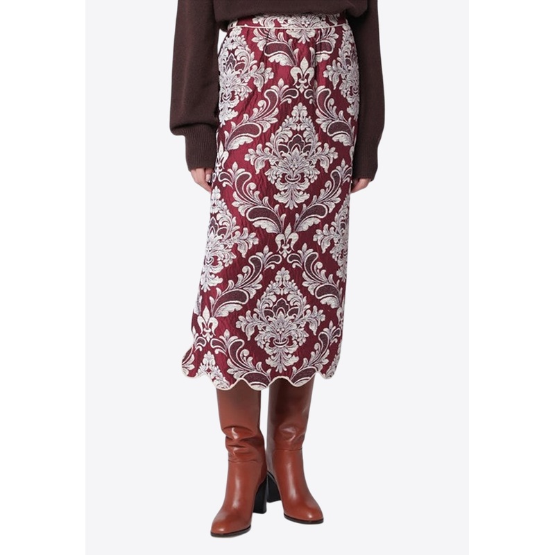 Jacquard Waves Midi Skirt