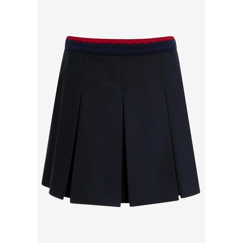 Pleated Mini Skirt with Braided Trim