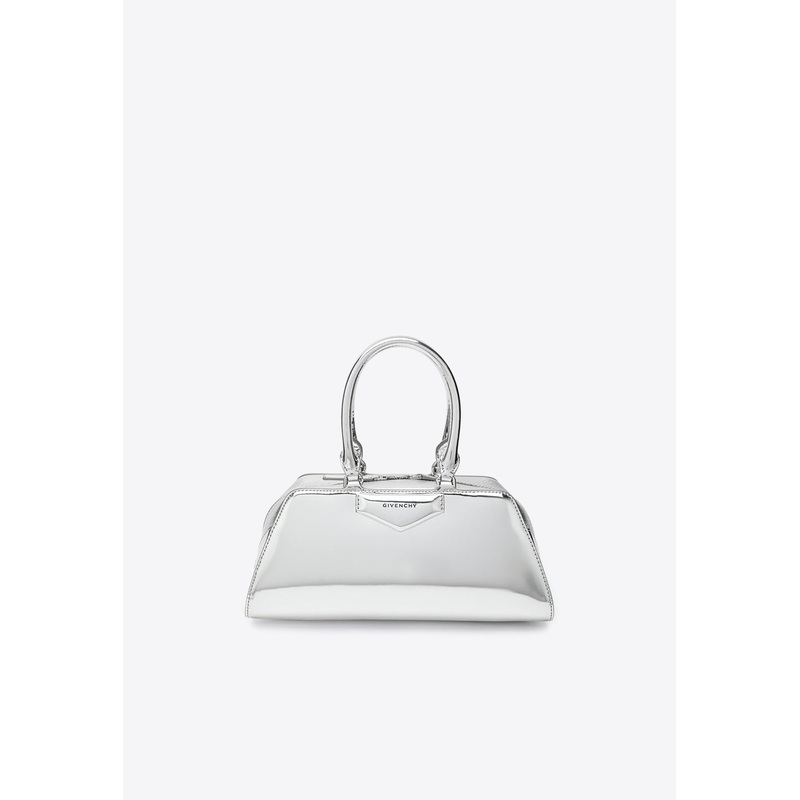 Small Antigona East-West Laminated Leather Handbag