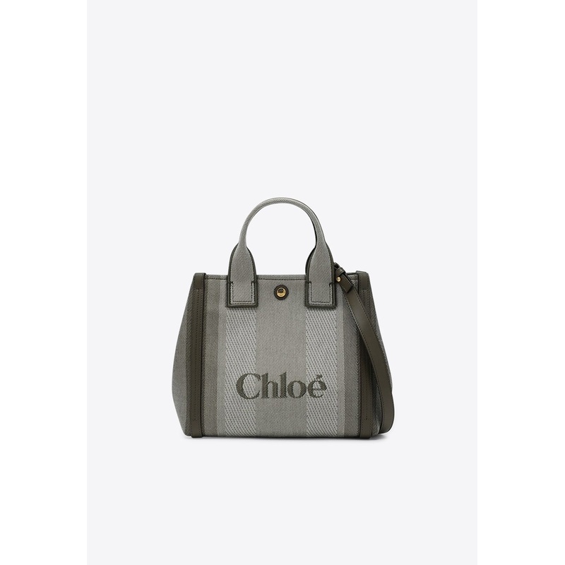 Small Carry Striped Canvas Tote Bag