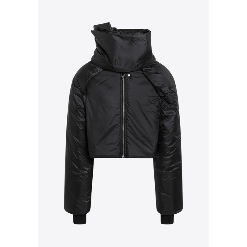 Stand-Collar Cropped Puffer Jacket