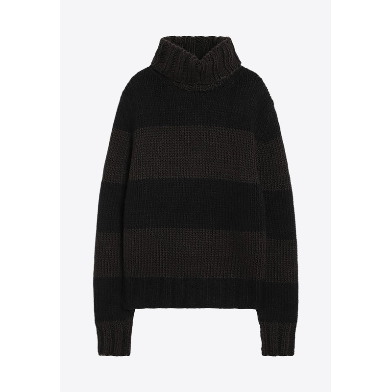 Striped High-Neck Sweater