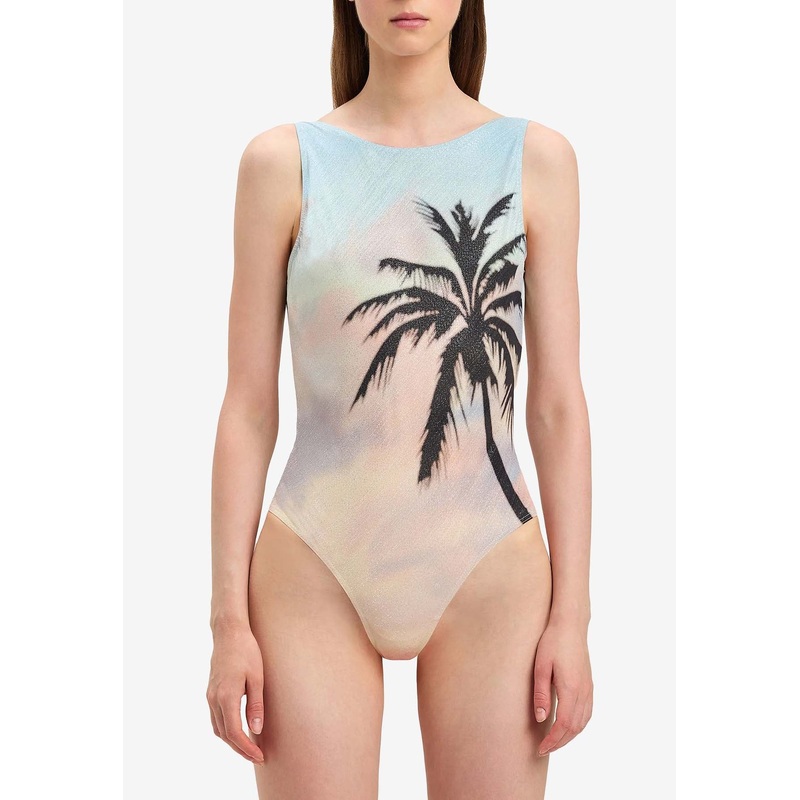 Sunrise Palm Print One-Piece Swimsuit