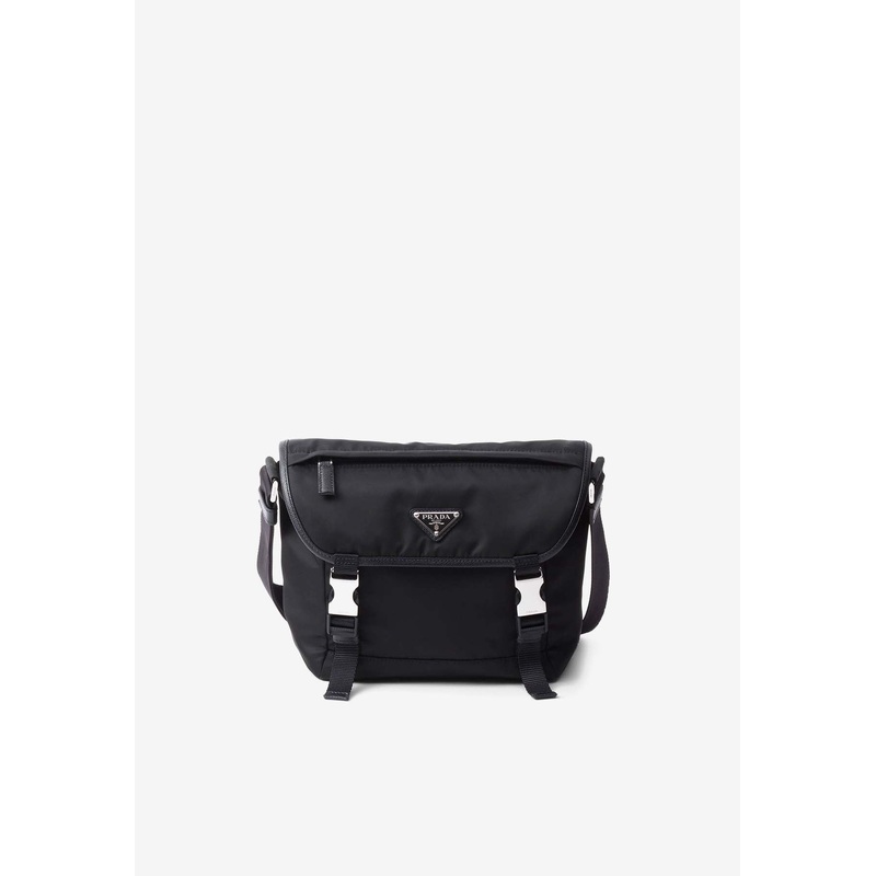 Triangle Logo Re-Nylon and Saffiano Leather Shoulder Bag