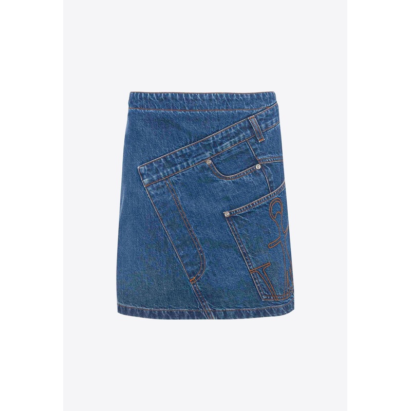 Twisted Denim Mini Skirt