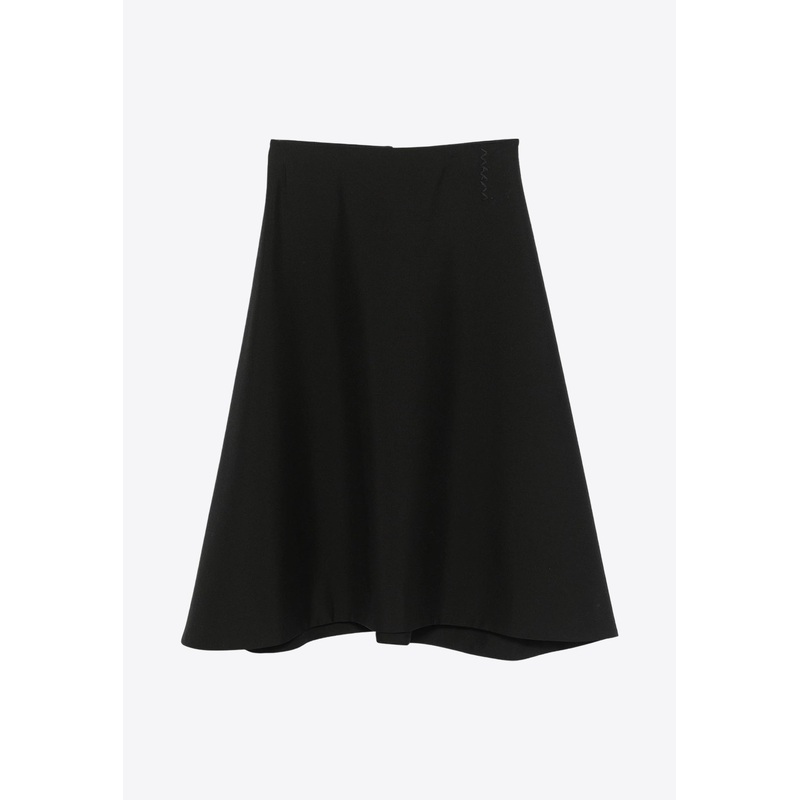 Virgin-Wool High-Waist Midi Skirt