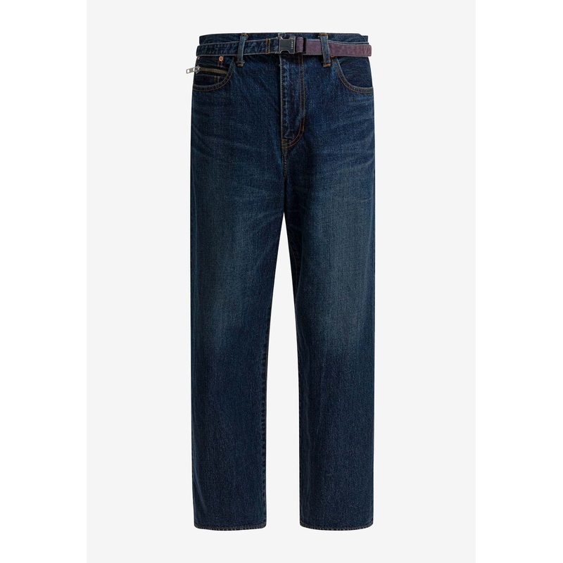 Belted Straight-Leg Jeans
