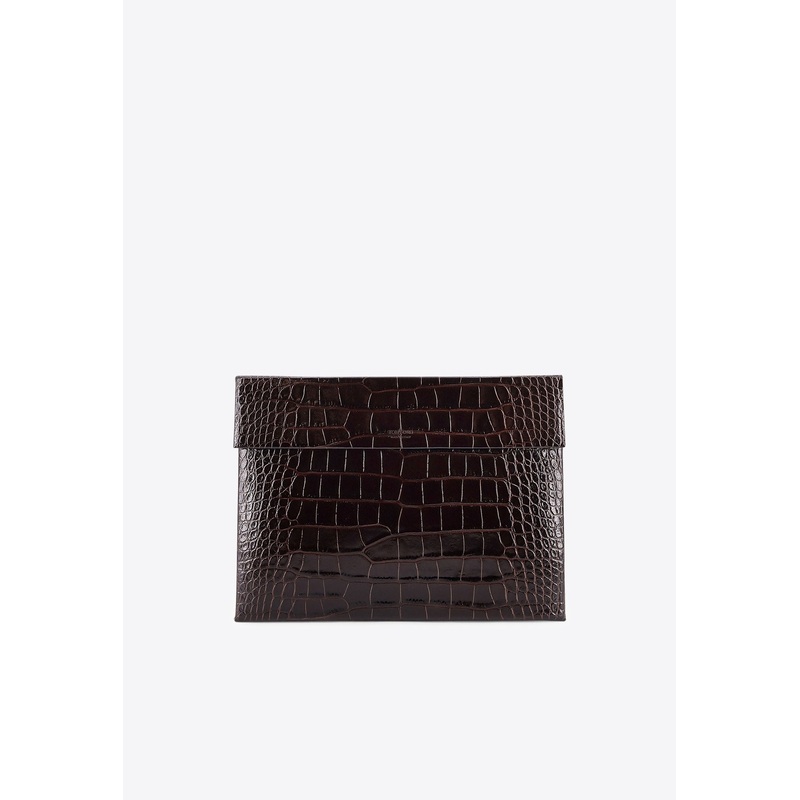 Document Holder in Croc-Embossed Leather