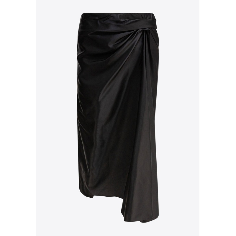 Draped Silk Midi Skirt