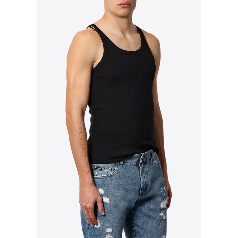 Logo Label Ribbed Tank Top