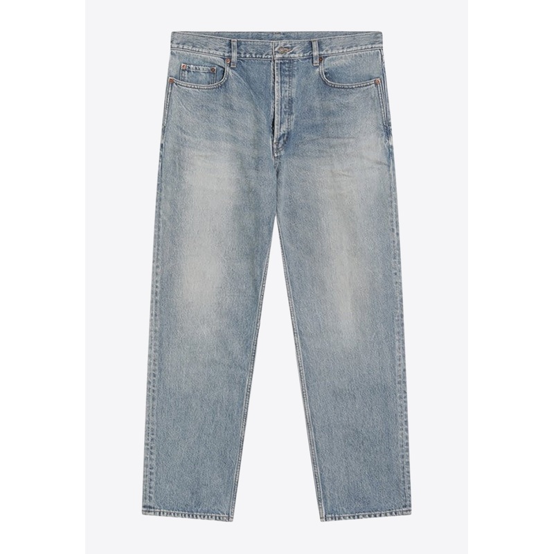 Logo Patch Washed Jeans