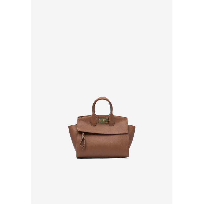 Medium Studio Grained Leather Tote Bag