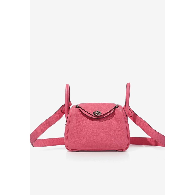 Mini Lindy 20 in Rose Azalee Clemence Leather with Palladium Hardware