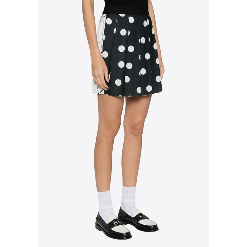 Polka Dot Pleated Mini Skirt