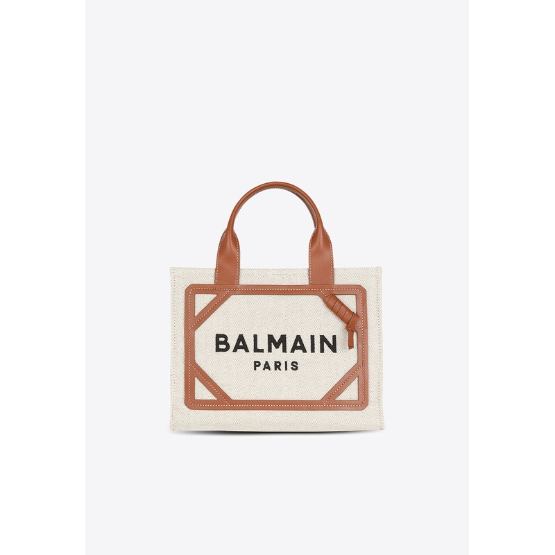 Small B-Army Canvas and Leather Tote Bag