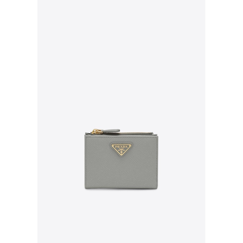 Triangle Logo Saffiano Zipped Cardholder