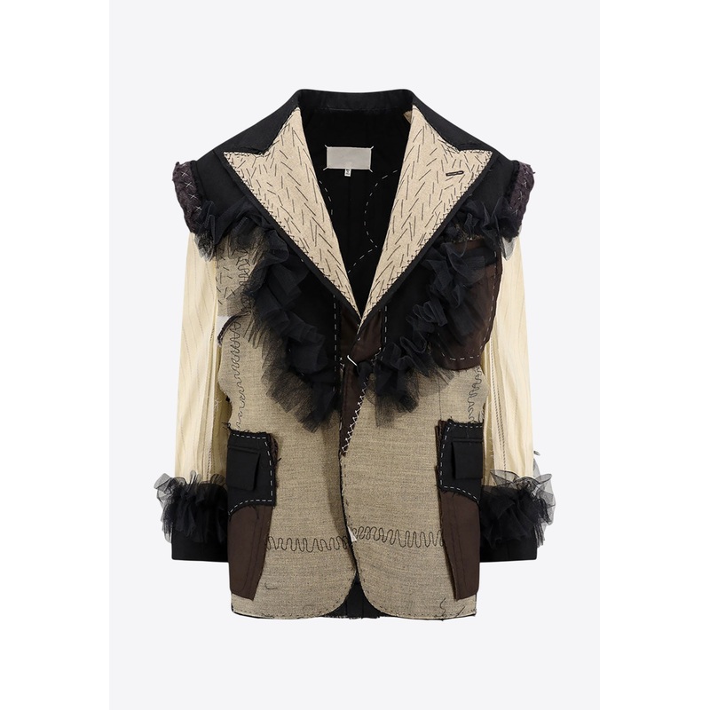 Tulle Frills Single-Breasted Blazer