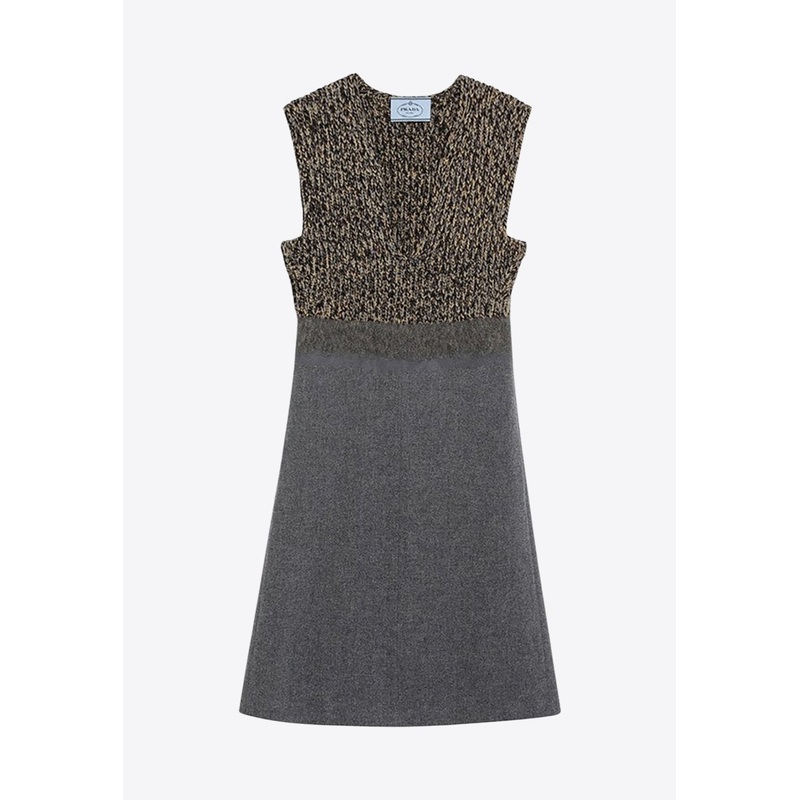 V-neck Wool-Blend Knitted Dress