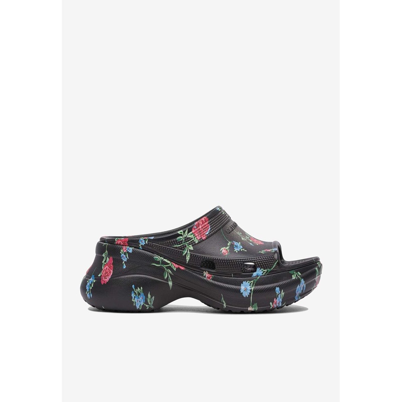 X Crocs Rose Print Pool Slides