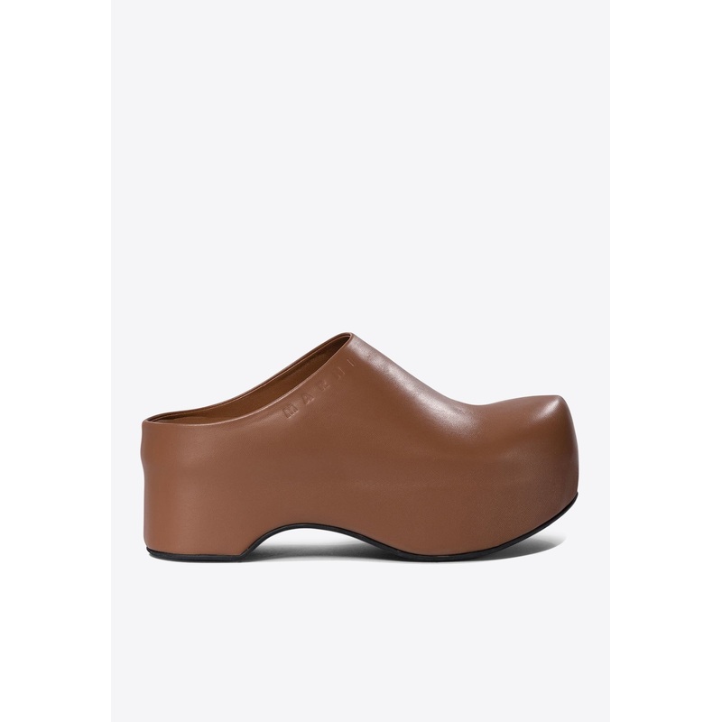 65 Leather Chunky Clog Mules