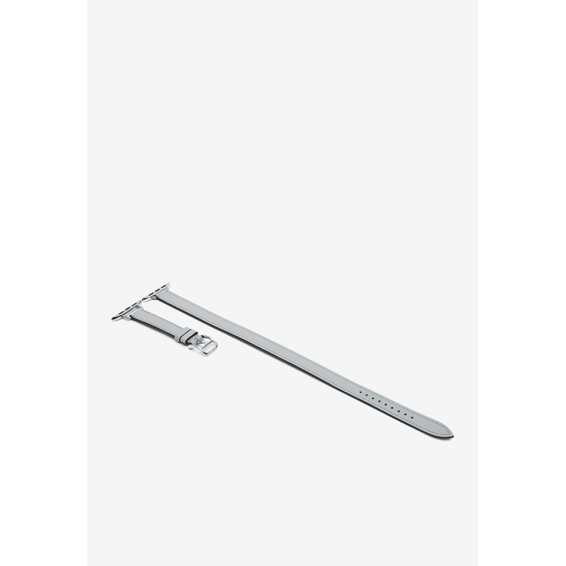 Band Apple Watch Double Tour 42mm Attelage in Bleu Glacier Swift Leather