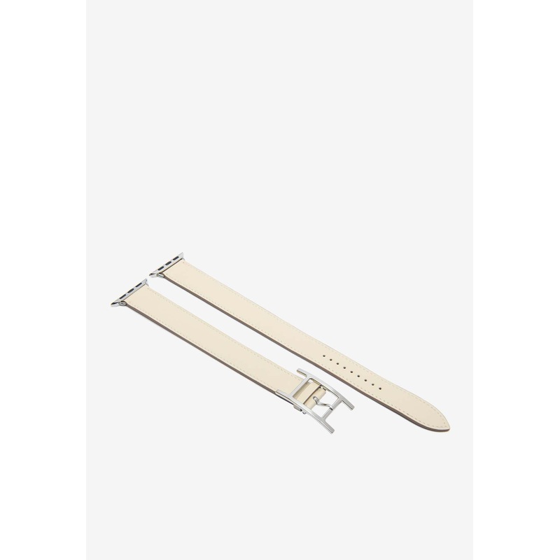 Band Apple Watch Double Tour 42mm Hapi in Craie Swift Leather