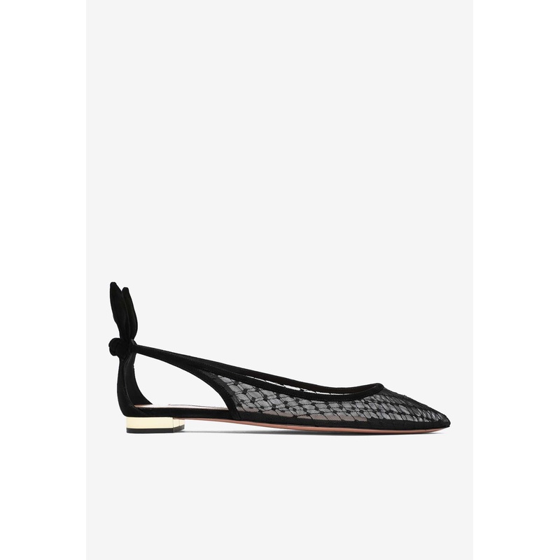 Bow Tie Pointed-Toe Mesh Flats