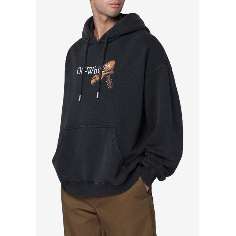 Cupid Arrow Print Faded Hooded Sweatshirt