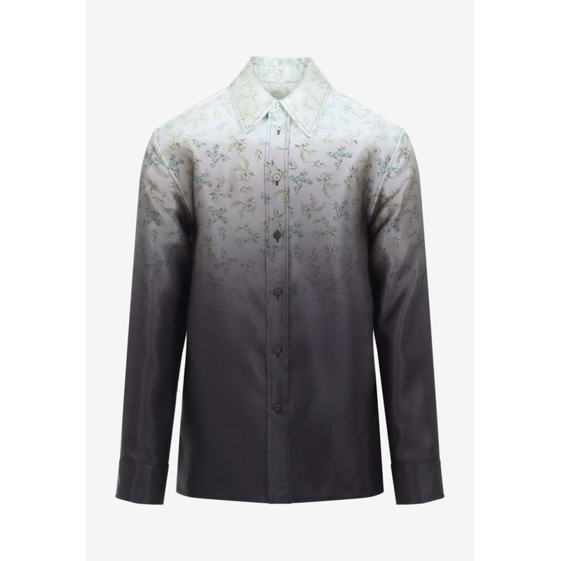 Floral Print Degrade Silk Shirt