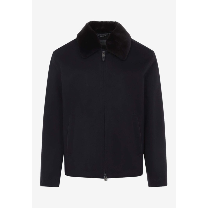 Fur-Collar Cashmere Jacket