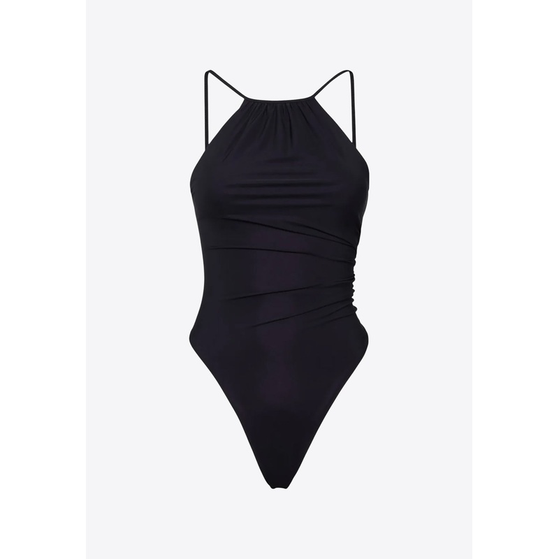 Halterneck Draped One-Piece Swimsuit