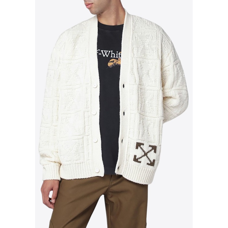 Intarsia Knit Arrow Wool Cardigan