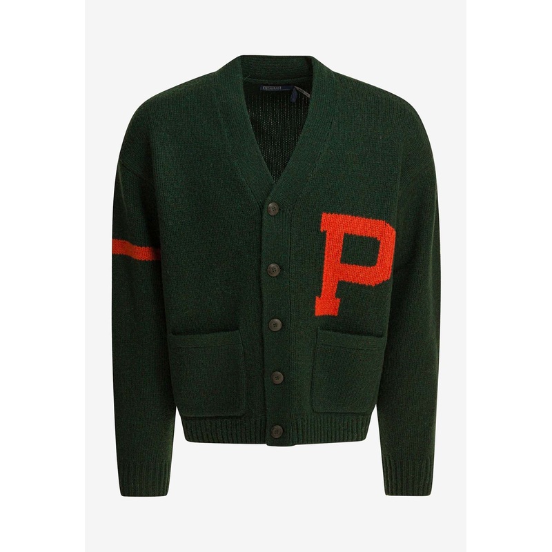 Intarsia Knit Wool Cardigan