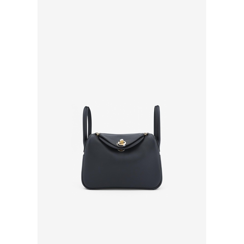 Mini Lindy 20 II in Gris Misty Swift Leather with Permabrass Hardware