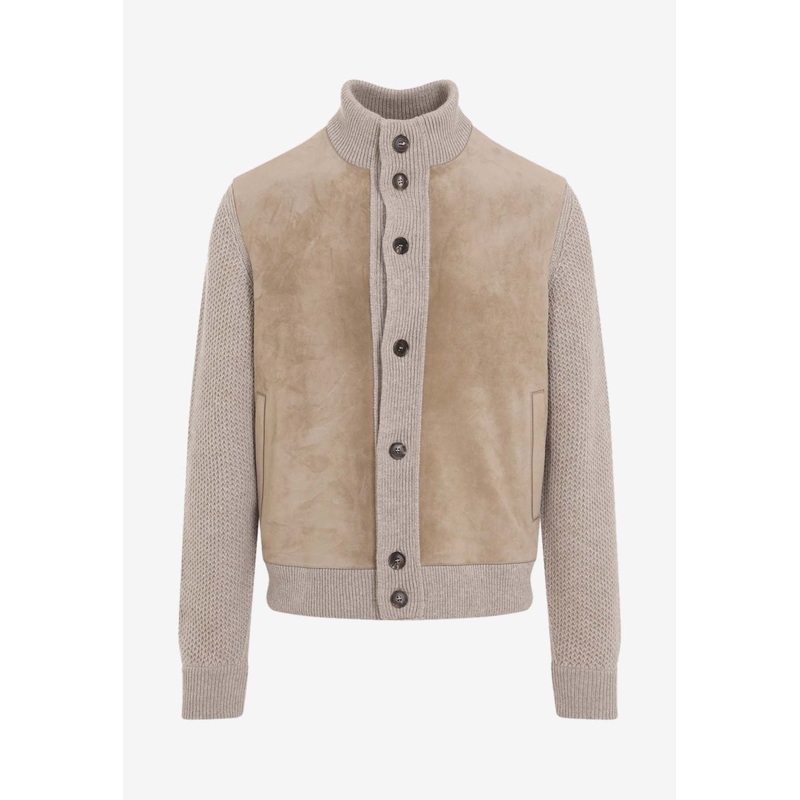 Oasi Knitted Cashmere and Suede Jacket