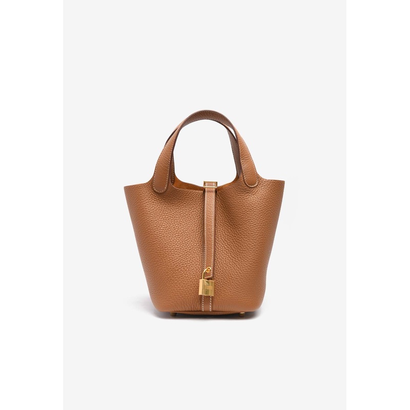 Picotin 18 in Gold Clemence Leather with Gold Hardware