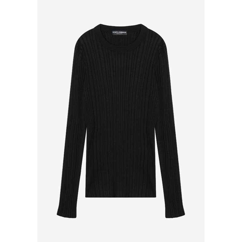 Ribbed Knit Silk Sweater