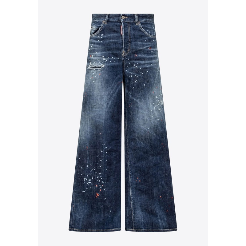 Traveler Paint Splatter Wide-Leg Jeans