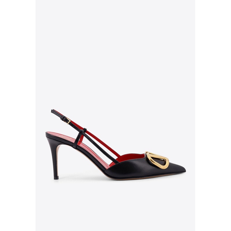 VLogo 80 Leather Slingback Pumps