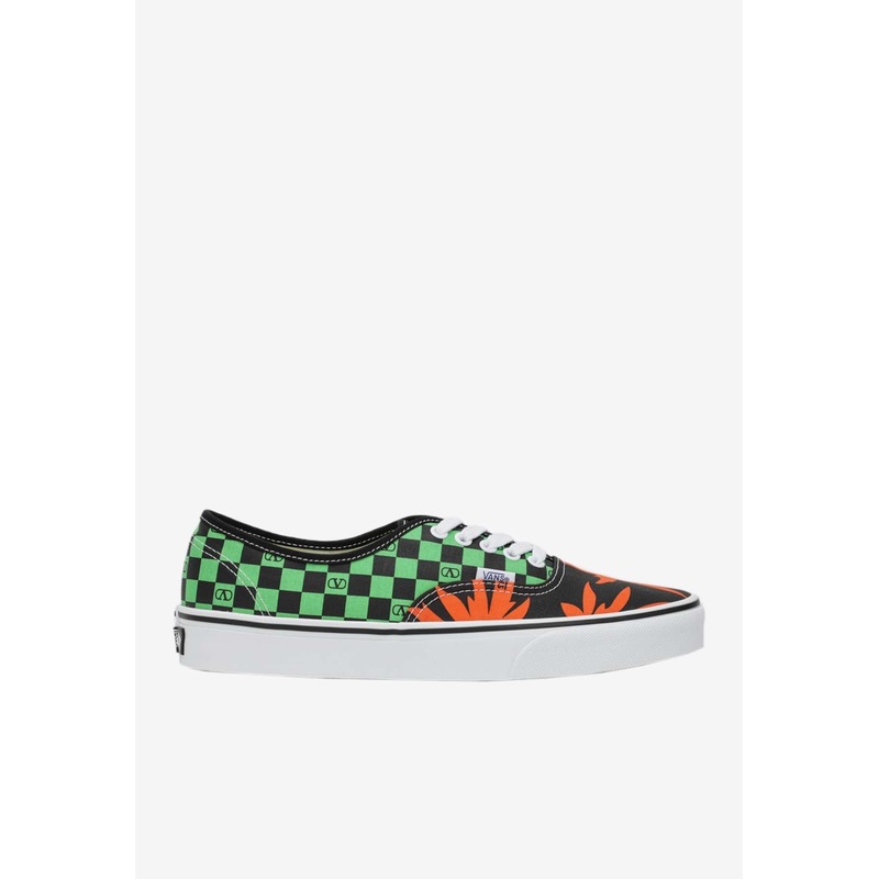X Vans VLogo Checkerboard and Tropical Leaves Print Canvas Sneakers