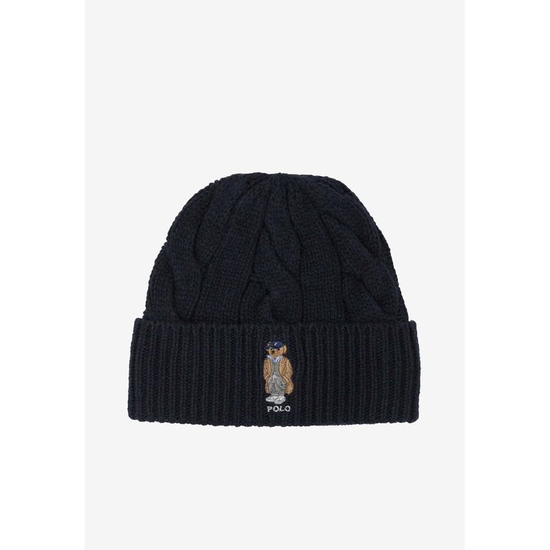 Cable Knit Polo Bear Beanie