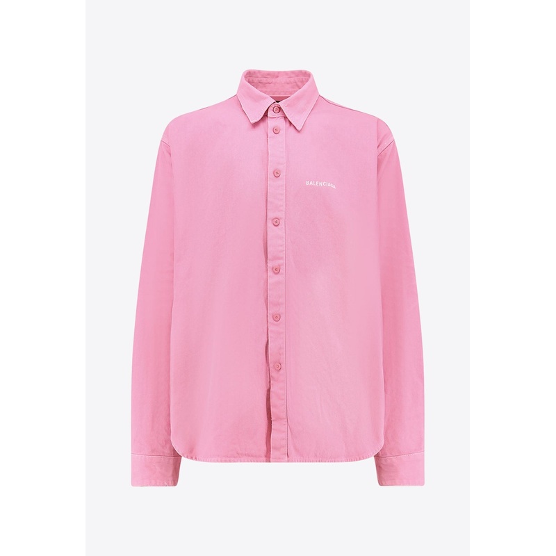 Distressed Long-Sleeved Logo Shirt