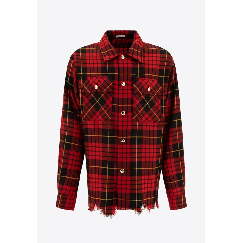 Distressed Tartan Overshirt