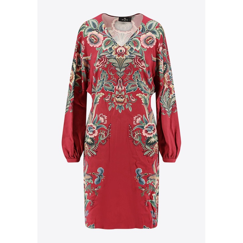 Floral Print V-neck Mini Dress