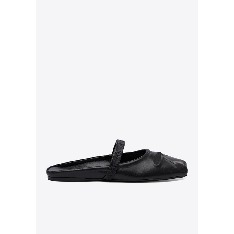 Little Bow Nappa Leather Flat Mules