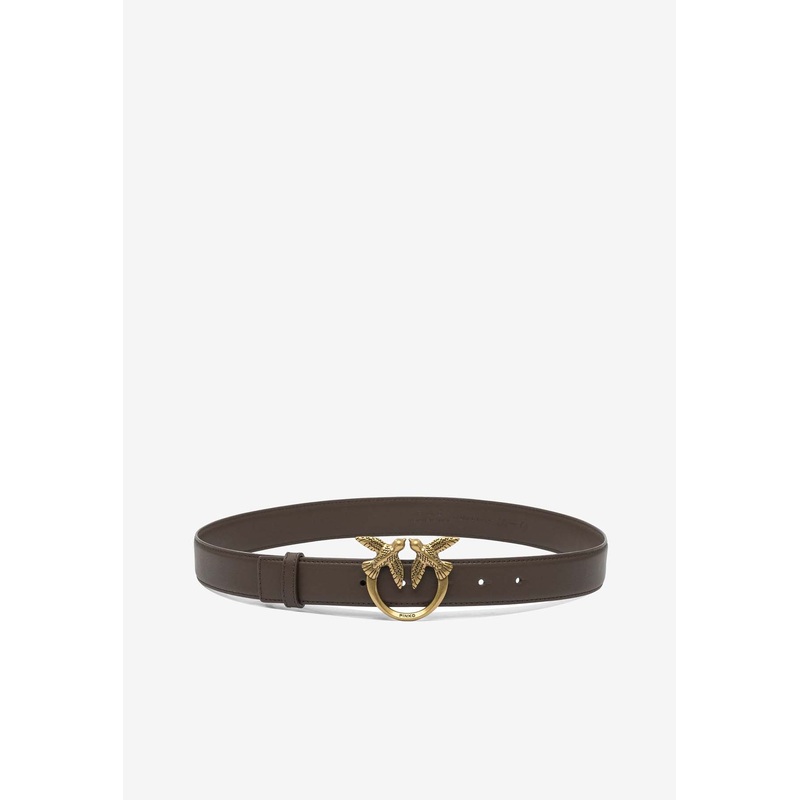 Logo Birds Plaque Leather Belt