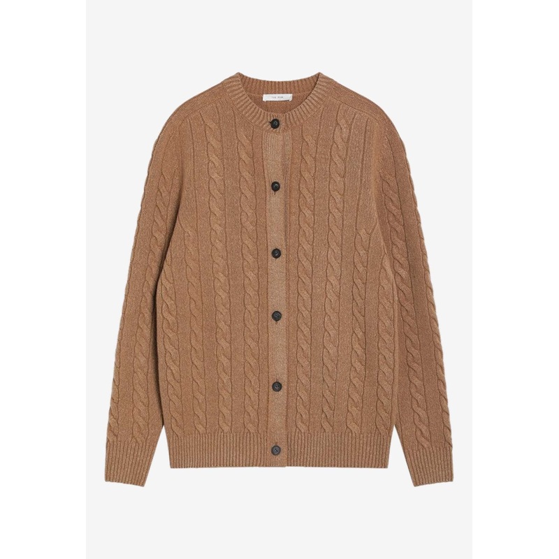 Loneke Cable Knit Wool Cardigan